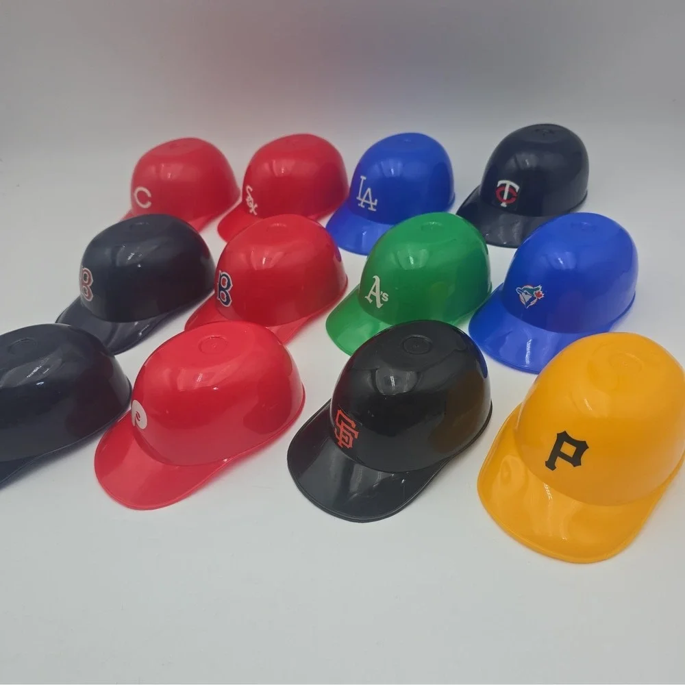 Vintage LEICH Mixed Lot Of 12 Plastic MLB Batting Helmets Souvenirs Collection